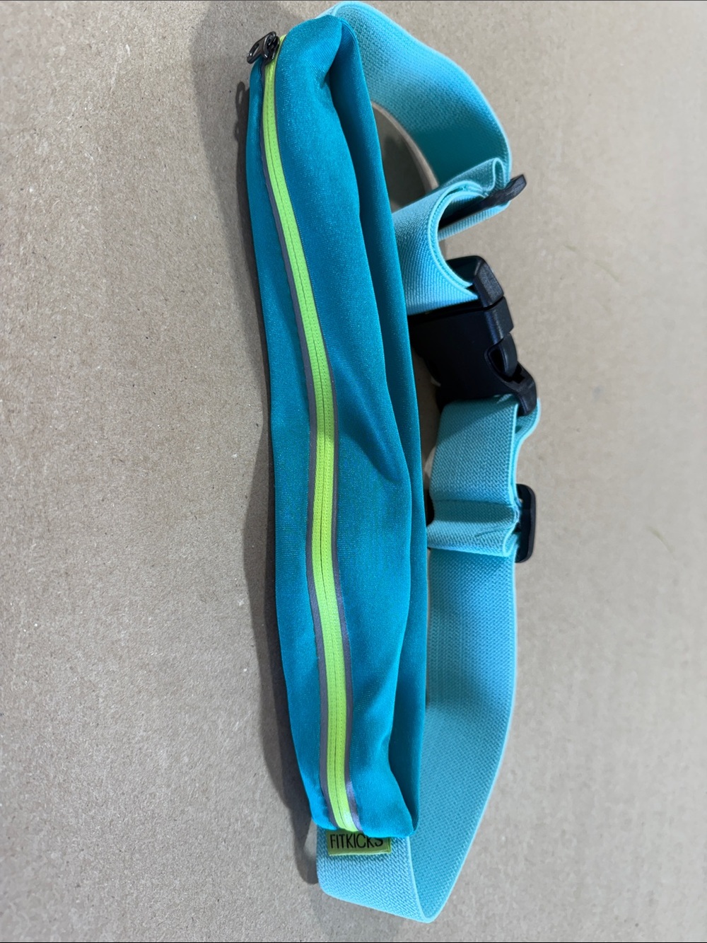 FITKICKS Teal Crossbody Belt Bag with Lime Zip